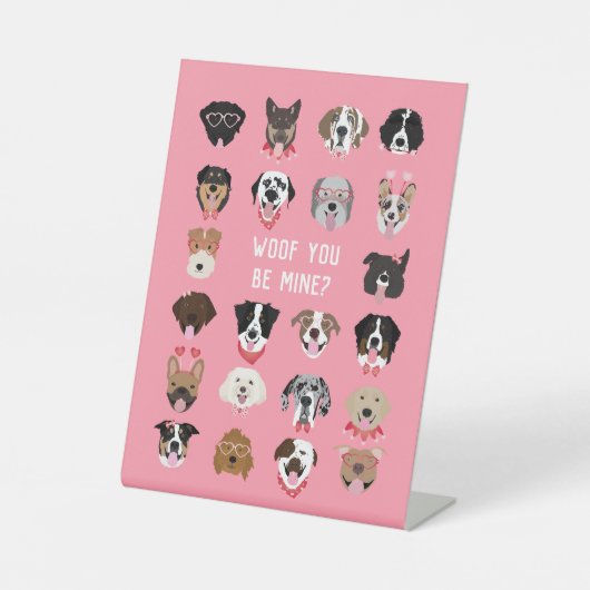 Woof You Be Mine Dog顔 台座サイン (正面)