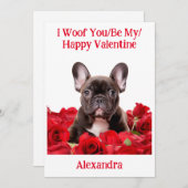 Woof You/Be My/Happy Valentine フランスの Buldog Card シーズンカード (正面/裏面)
