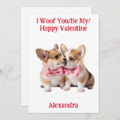 Woof You/Be My/Happy Valentine Corgi シーズンカード (正面/裏面)
