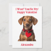 Woof You/Be My/Happy Valentine Dachshund Puppy シーズンカード (正面)