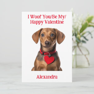 Woof You/Be My/Happy Valentine Dachshund Puppy シーズンカード