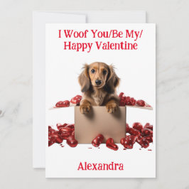 Woof You/Be My/Happy Valentine Dachshund Puppy シーズンカード
