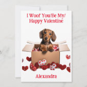 Woof You/Be My/Happy Valentine Dachshund Puppy シーズンカード (正面)