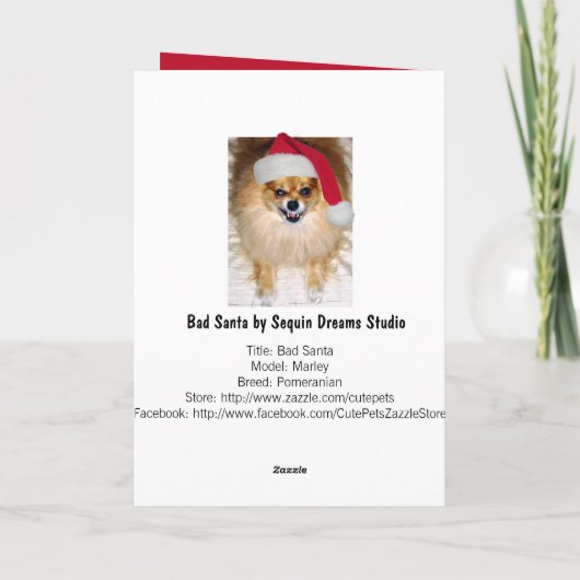 "Woofingのメリーなクリスマス"のポメラニア犬のサンタカード シーズンカード (裏面)