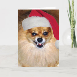 "Woofingのメリーなクリスマス"のポメラニア犬のサンタカード シーズンカード