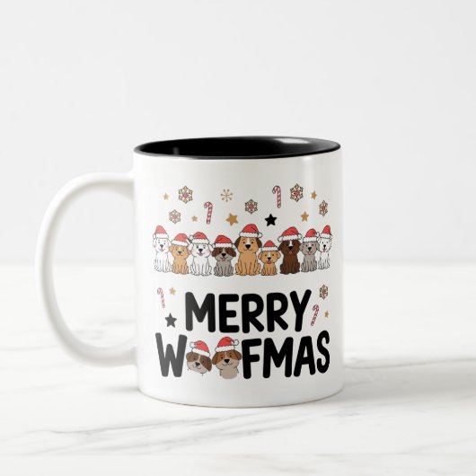 Woofmas犬ラバーマグカップ：かわいいクリスマスプレゼント ツートーンマグカップ (左)