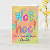 WooHooの名前パーソナライズされたの友パーソナライズされた達 カード (黄色い花)
