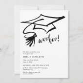 Woohoo Grad Cap Modern Chic Graduation 招待状 (正面)