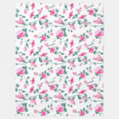 wool blanket, floral print blanket, pink blanket フリースブランケット (正面)