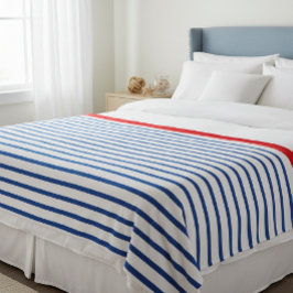 Wool blanket with blue stripes, Nautical-themed  フリースブランケット