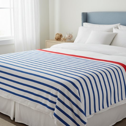Wool blanket with blue stripes, Nautical-themed  フリースブランケット