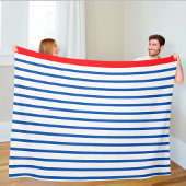 Wool blanket with blue stripes, Nautical-themed  フリースブランケット
