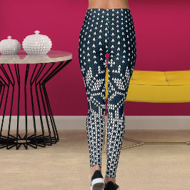 Wool Knitted Christmas And New Year Flower Pattern レギンス