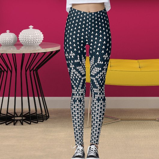 Wool Knitted Christmas And New Year Flower Pattern レギンス