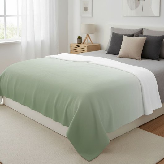 Wool ombre green blanket, Green gradient throw フリースブランケット