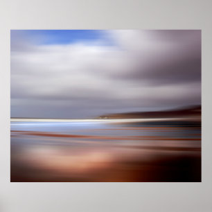 Woolacombe Devon、サンセット海ビーチスケープEngland。 ポスター