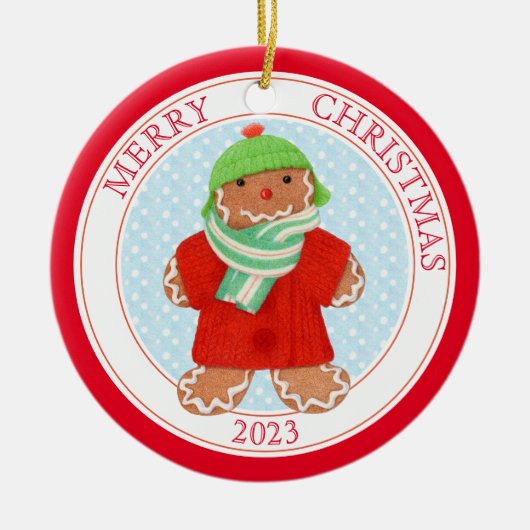 WOOLIE GINGERBREAD 2023 セラミック円形オーナメント セラミックオーナメント (正面)