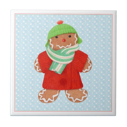 WOOLIE GINGERBREAD 4.25x4.25セラミックタイル+雪 タイル (正面)