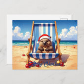 Woolly Wombat Santa hat Merry Christmas シーズンポストカード (正面/裏面)