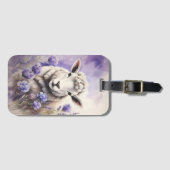 Wooly Sheep And Lavender Flowers Watercolor ラゲッジタグ (正面横)