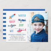 Woosh Vroom woo宇宙Air birthday partyの写真 招待状 (正面/裏面)