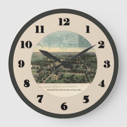 Wooster Ohioポストカードクロック – 大学1914 ラージ壁時計 (正面)