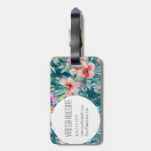 WOOTのカラフルな熱帯花の水彩画 ラゲッジタグ (裏面縦)