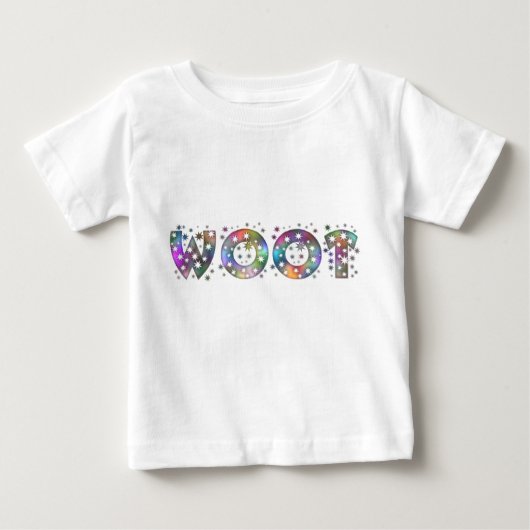 Woot! -グリッターのフォント ベビーTシャツ (正面)