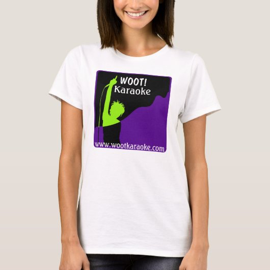 Wootkaraokeのロゴ、WOOT! 、カラオケ、www.wootkarao… Tシャツ (正面)