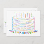 Wor(l)dお誕生日ケーキはがき ポストカード (正面/裏面)