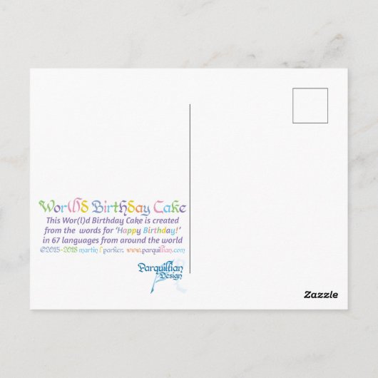 Wor(l)dお誕生日ケーキはがき ポストカード (裏面)
