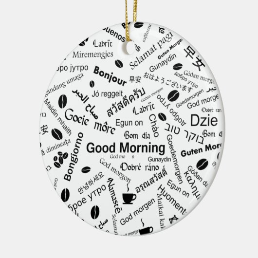 Wordのすべての言語でおはよう セラミックオーナメント (左)