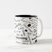 Wordのすべての言語でおはよう ツートーンマグカップ (正面右)