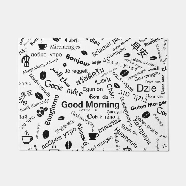 Wordのすべての言語でおはよう ドアマット (正面)
