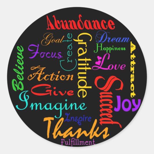 Wordやる気を起こさせる Collageスタンプ ラウンドシール (正面)