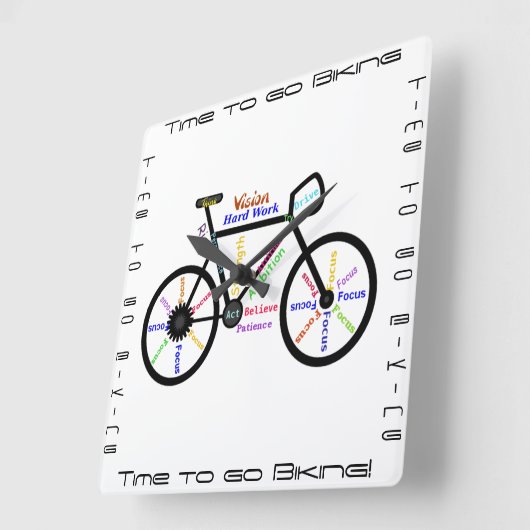 Wordを使用してサイクリングを行く時やる気を起こさせる間 スクエア壁時計 (傾斜)