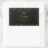 Wordクラウド製品のブラックおよび金ゴールドラベルのハート 長方形シール (バッグ)