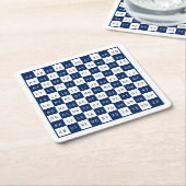 Wordゲームのチートシートブルーホワイト スクエアペーパーコースター (アングル)