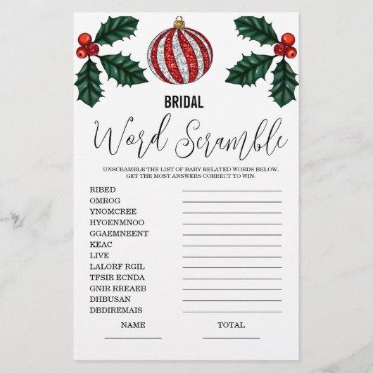 Wordスクランブルブライダルシャワーゲーム (正面)