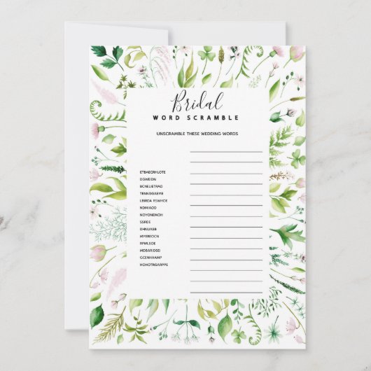 WORDスクランブルブライダルベビーシャワーゲーム 招待状 (正面)