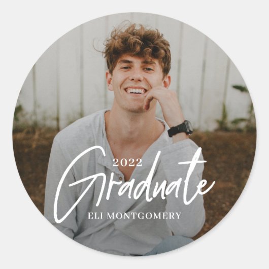 Word絵を描編集可能カラー卒業ステッカー ラウンドシール (正面)
