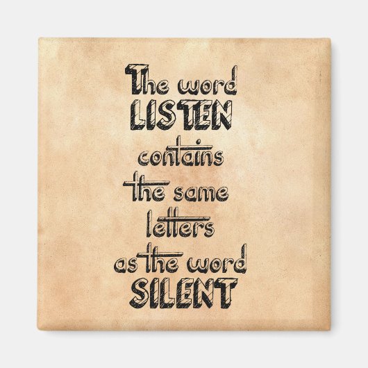 Word聞には次の文字が含まれる静か マグネット (正面)