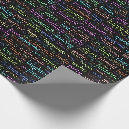 Word 祝 Cloudで45の誕生日の願いを持つ ラッピングペーパー (角)