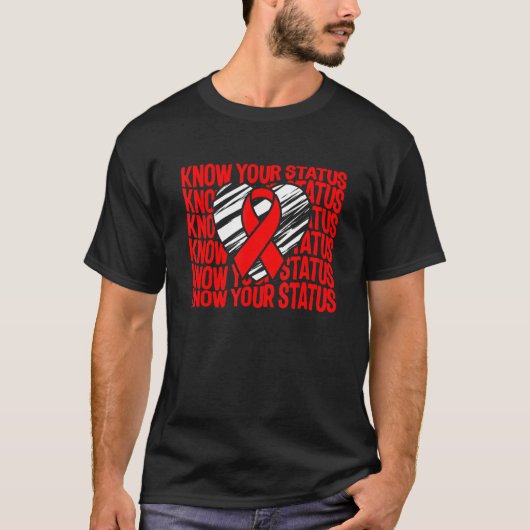 Word Aids Day Know Your Status Red認識度 Tシャツ (正面)