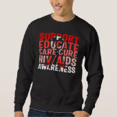 Word Aids Days Support Educate Care Cure Red Aware スウェットシャツ (正面)