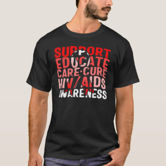 Word Aids Days Support Educate Care Cure Red Aware Tシャツ