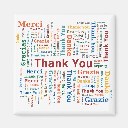 Word Cloudに感謝 – 5言語 – 数々の – 色 マグネット (正面)