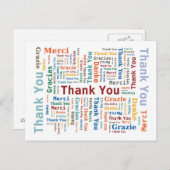 Word Cloudに5か国語で感謝 ポストカード (正面/裏面)