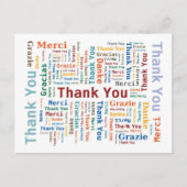 Word Cloudに5か国語で感謝 ポストカード (正面)