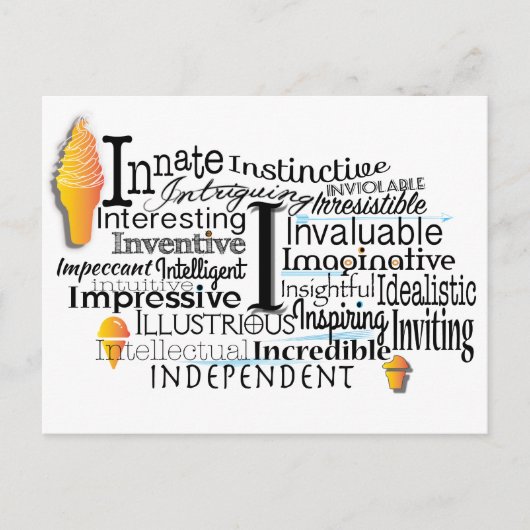 Word Cloud （頭文字Iから始まる） ポストカード (正面)